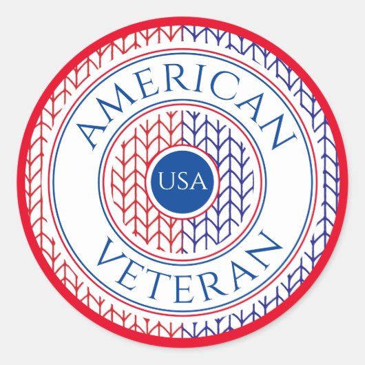 AMERICAN退役軍人スモールラウンドスティッカー/赤 ラウンドシール (正面)