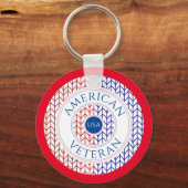 AMERICAN退役軍人ラウンドメタルキーチェーン/赤 キーホルダー (裏面)