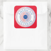 AMERICAN退役軍人ラージスクエアステッカー/赤 スクエアシール (バッグ)