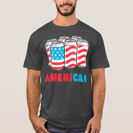 AmeriCan おもしろい 7月4日Beer Patriotic USA Tシャツ (正面)