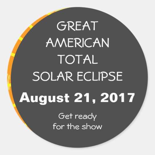 American 素晴らし Total Eclipseのカス太陽のタマイズ ラウンドシール (正面)