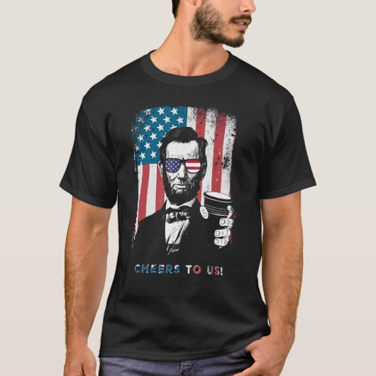 American Abraham Lincoln Eyes Flag Country Tシャツ (正面)