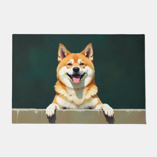 American Akita Dog Doormat Art ドアマット (正面)