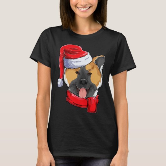 American Akita Dog Santa Claus Apparel  Christmas  Tシャツ (正面)