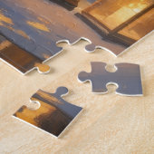 American Akita With Christmas Lights Holiday ジグソーパズル (側面)