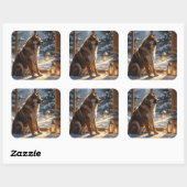 American Akita With Christmas Lights Holiday スクエアシール (シート)