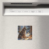 American Akita With Christmas Lights Holiday マグネット (インサイチュ (食洗機))