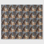 American Akita With Christmas Lights Holiday ラッピングペーパー (フラット)