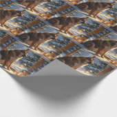 American Akita With Christmas Lights Holiday ラッピングペーパー (角)