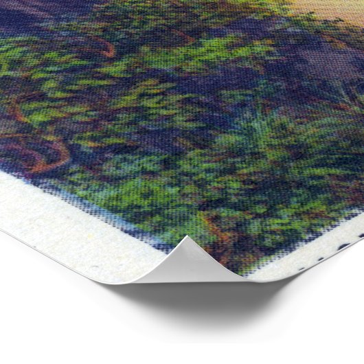 American and Horseshoe滝at Dusk ポスター (角)