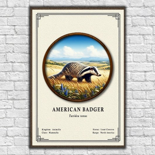 American Badger Zoology Series ポスター