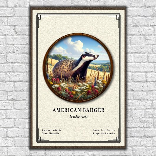 American Badger Zoology Series ポスター