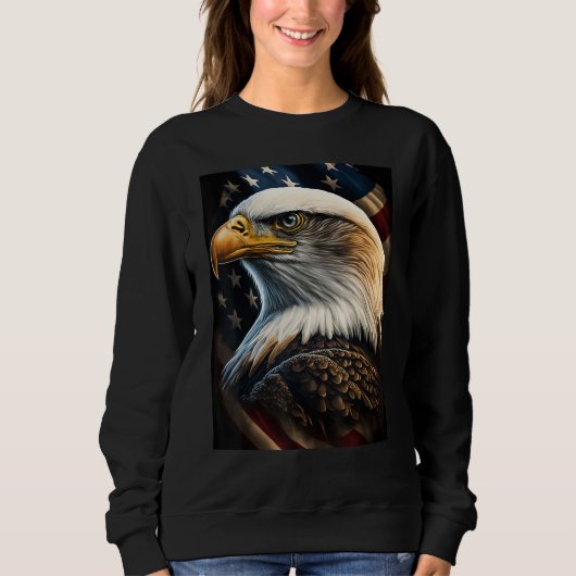 American Bald Eagle Eyes Flag Country スウェットシャツ (正面)