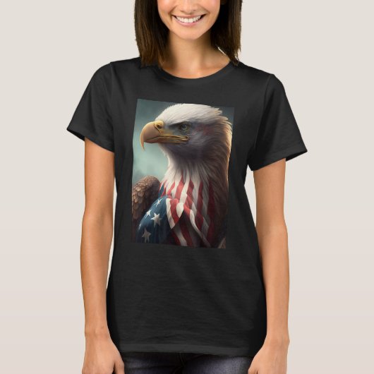 American Bald Eagle Eyes Flag Country 10 Tシャツ (正面)