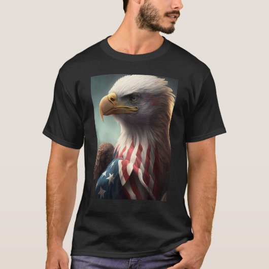 American Bald Eagle Eyes Flag Country 10 Tシャツ (正面)