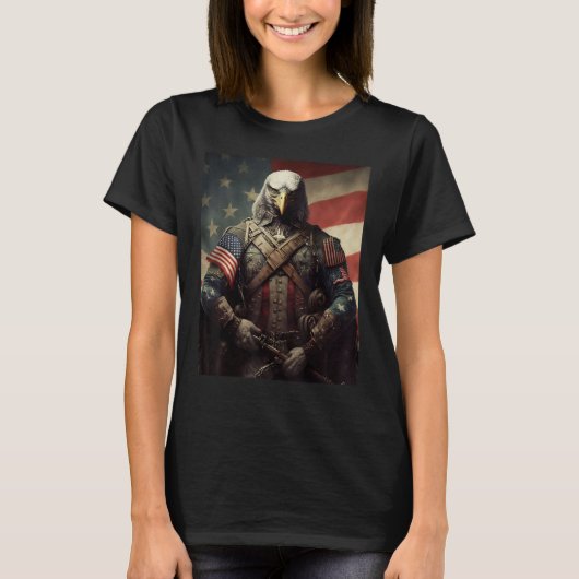 American Bald Eagle Eyes Flag Country 1 Tシャツ (正面)