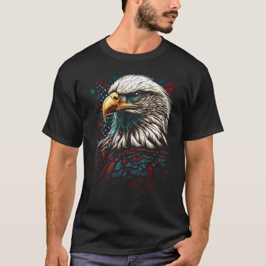 American Bald Eagle Eyes Flag Country 3 Tシャツ (正面)