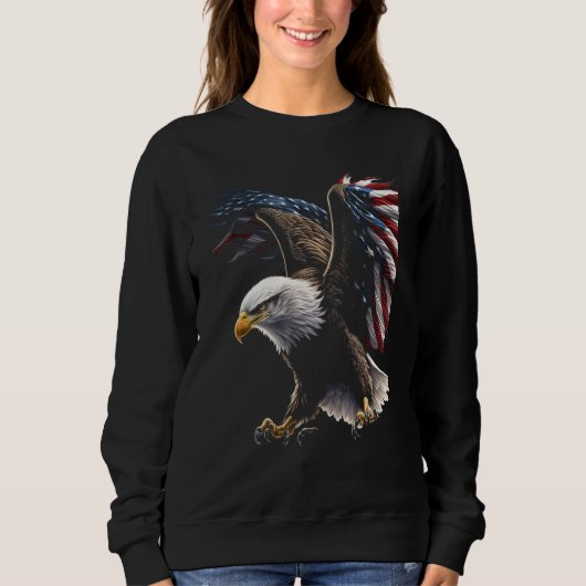 American Bald Eagle Eyes Flag Country 8 スウェットシャツ (正面)