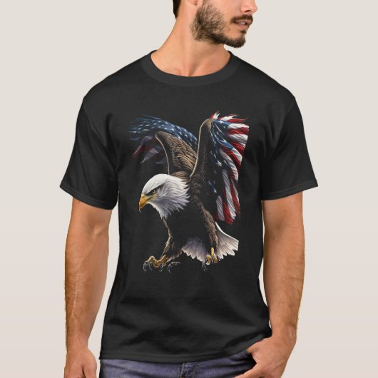 American Bald Eagle Eyes Flag Country 8 Tシャツ (正面)