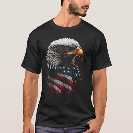 American Bald Eagle Eyes Flag Country 9 Tシャツ (正面)