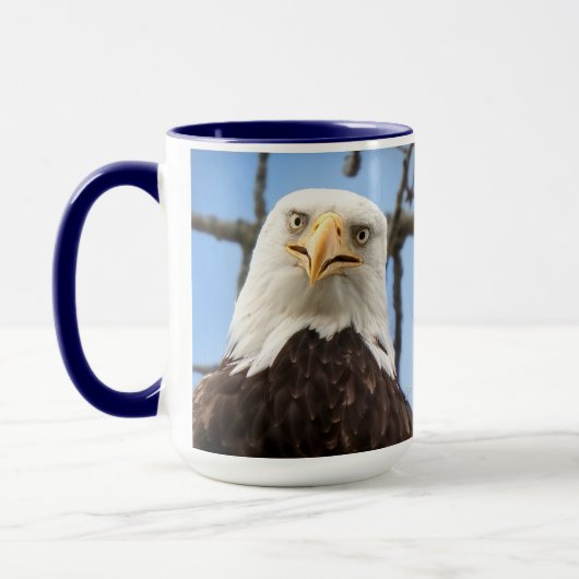 American Bald Eagle Face Wildlife Funny Blue マグカップ (左)