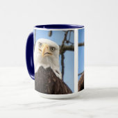 American Bald Eagle Face Wildlife Funny Blue マグカップ (正面左)