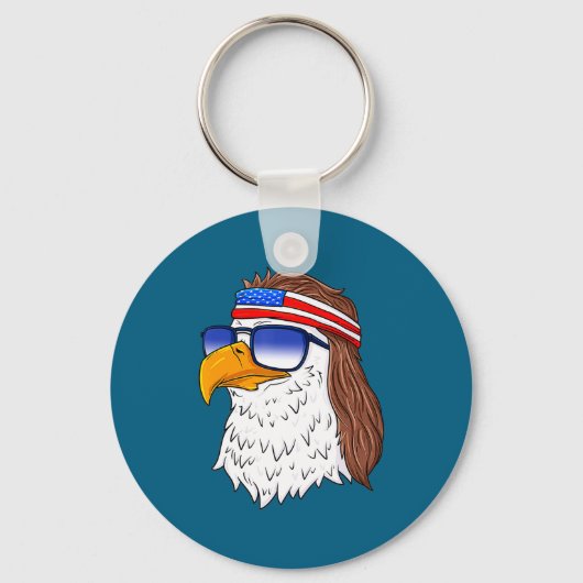 American Bald Eagle Mullet 4th Of July Funny Usa  キーホルダー (正面)