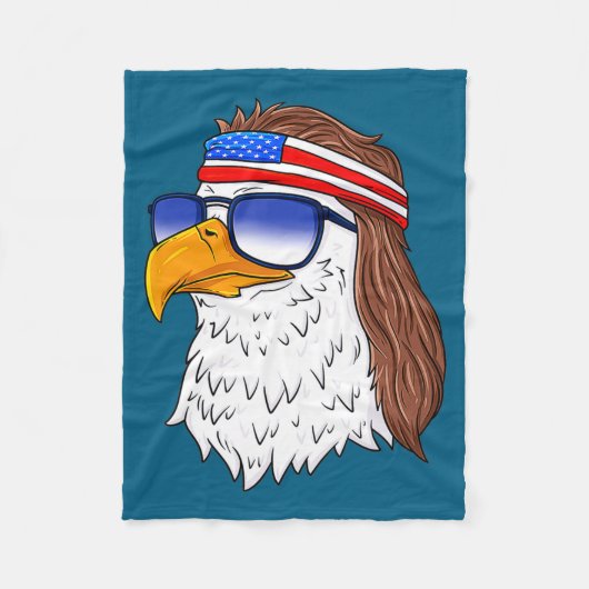 American Bald Eagle Mullet 4th Of July Funny Usa  フリースブランケット (正面)