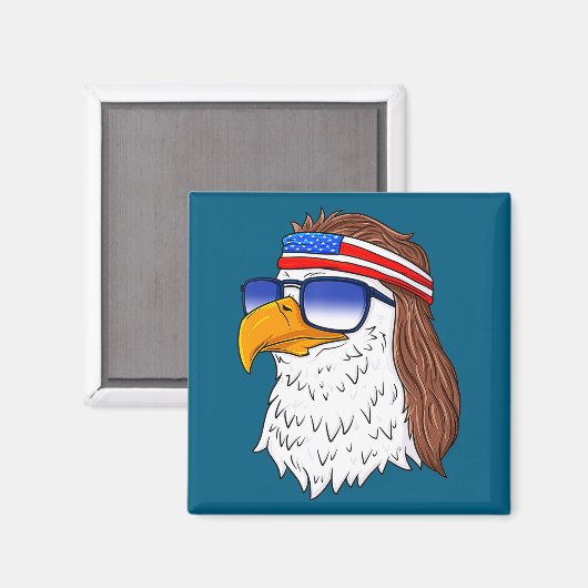 American Bald Eagle Mullet 4th Of July Funny Usa  マグネット (正面/裏面)