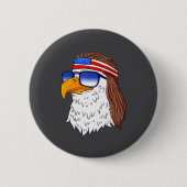 American Bald Eagle Mullet 4th Of July Funny Usa  缶バッジ (正面)