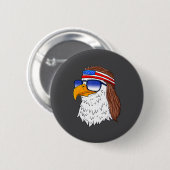 American Bald Eagle Mullet 4th Of July Funny Usa  缶バッジ (正面&裏面)