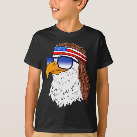 American Bald Eagle Mullet 4th Of July Funny Usa  Tシャツ (正面)