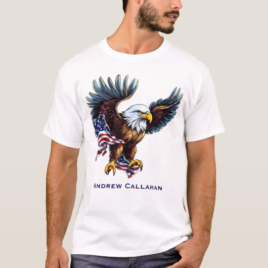 American Bald Eagle Patriotic USA Flag 4 of July Tシャツ (正面)