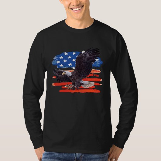 American Bald Eagle USA Flag  4th of July Eagle Fl Tシャツ (正面)