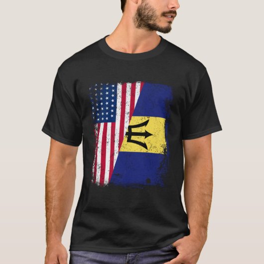 American Barbadian Roots Half American USA Barbado Tシャツ (正面)