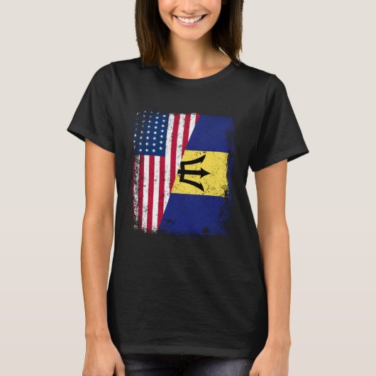 American Barbadian Roots Half American USA Barbado Tシャツ (正面)