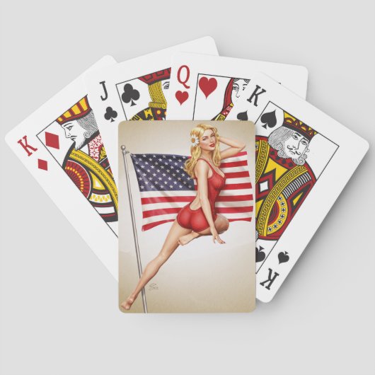 American Beauty - Retro Pinup Playing Cards トランプ (裏面)