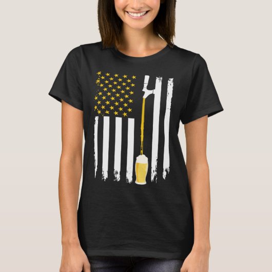 American Beer Flag International Beer Day Tシャツ (正面)