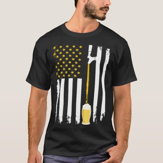 American Beer Flag International Beer Day Tシャツ (正面)