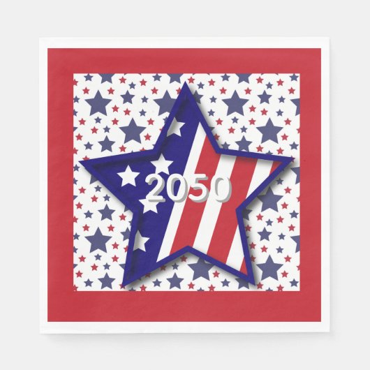 American Birthday 2026 Star Paper Napkin スタンダードランチョンナプキン (正面)