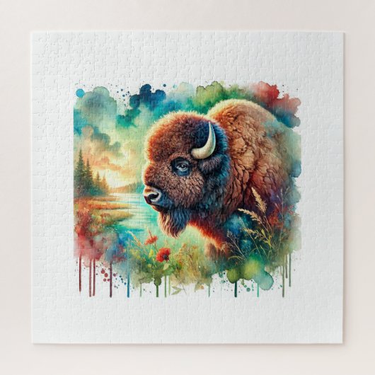 American Bison 130724AREF110 - Watercolor ジグソーパズル (縦)