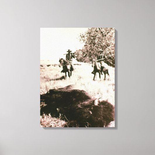 American Bison Hunters （写真b/w） キャンバスプリント (正面)