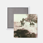 American Bison Hunters (写真b/w) マグネット (正面/裏面)