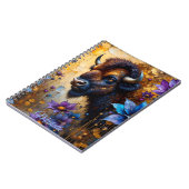 American Bison in textured Flower *Personalize* ノートブック (左側)