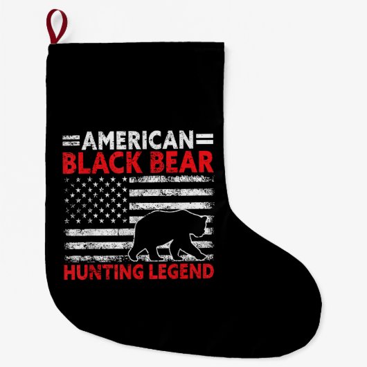 American Black Bear Hunting Legend USA Black Bear ラージクリスマスストッキング (正面)