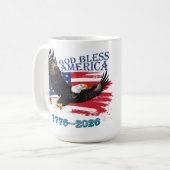 American Bold Eagle God Bless America 250 Years コーヒーマグカップ (正面左)