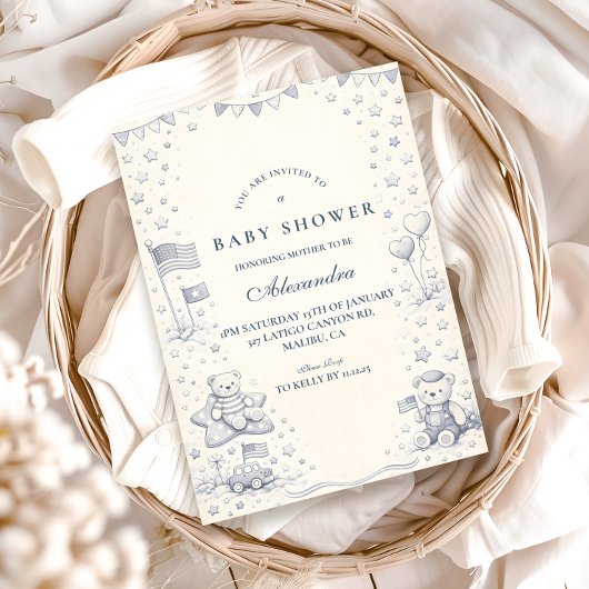 American Boy All American Baby Shower 招待状