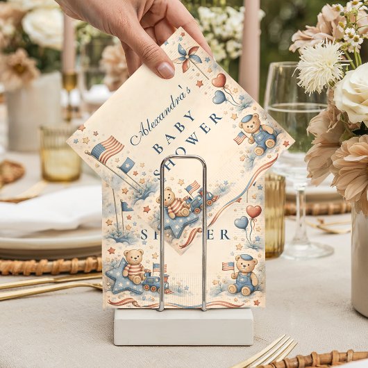 American Boy Stars and Stripes Baby Shower スタンダードカクテルナプキン