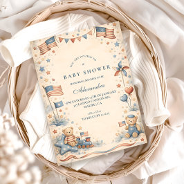 American Boy Stars and Stripes Baby Shower 招待状