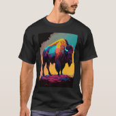 American Buffalo Animal Pop Bison Grilling 1 Tシャツ (正面)
